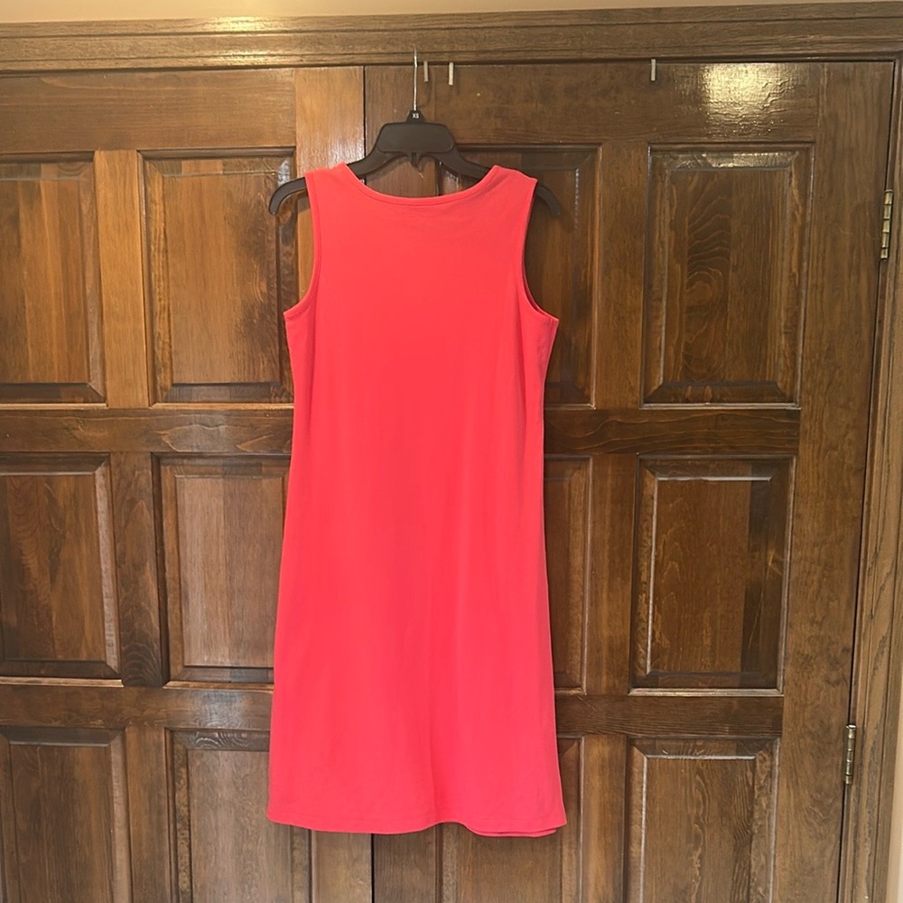 Norm Thompson Prima Pink Cotton Knit Sleeveless Dress Midi Size PS Petite - Picture 5 of 7